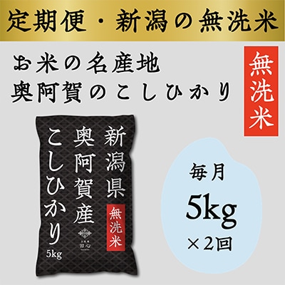 【毎月定期便】上旬無洗米5kg 全2回【4005645】新潟県阿賀町22000米・パン無洗米