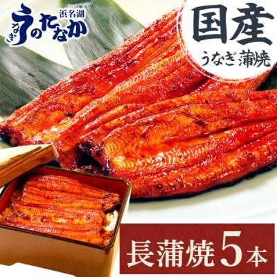 浜名湖・うなぎのたなかの長蒲焼き5本セット!ふっくら柔らか♪国産うなぎ長蒲焼※合計900g程度【配送不可地域:離島】【1607912】静岡県磐田市50000魚介・海産物うなぎ