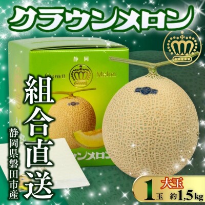 【組合直送】【大玉】静岡が誇る温室高級マスクメロン「クラウンメロン」1玉(約1.5kg)【1641555】静岡県磐田市25000果物・フルーツメロン・スイカ