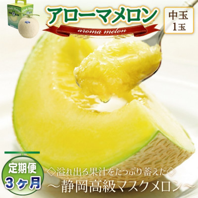 【毎月定期便】アローマメロン(中玉)1玉・3ヵ月毎月お届け【静岡高級マスクメロン】全3回【配送不可地域:離島・北海道・沖縄】【4006990】静岡県磐田市45000果物・フルーツメロン・スイカ