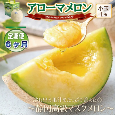 【毎月定期便】アローマメロン(小玉)1玉・6ヵ月毎月お届け【静岡高級マスクメロン】全6回【配送不可地域:離島・北海道・沖縄】【4006991】静岡県磐田市46000果物・フルーツメロン・スイカ