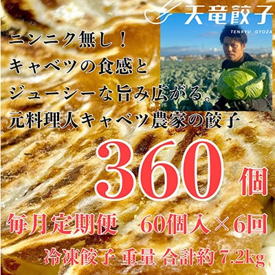 【毎月定期便】静岡発!キャベツの旨さを追及した【天竜餃子】60個入り/約1.2kg/全6回【配送不可地域:離島】【4007862】静岡県磐田市41000鍋セット・総菜・加工食品総菜