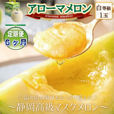 【毎月定期便】アローマメロン1玉(約1.0kg以上/玉)【静岡高級マスクメロン】 全6回【配送不可地域:離島・北海道・沖縄】【4051489】静岡県磐田市60000果物・フルーツメロン・スイカ