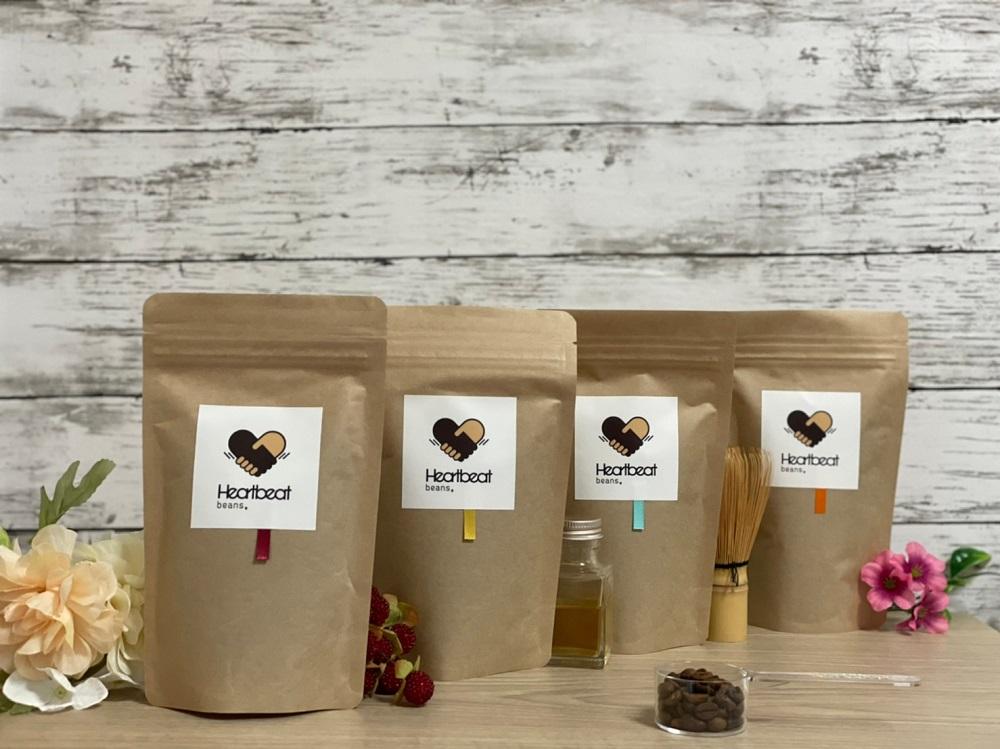 【豆】<ハートビートビーンズ>  レギュラーコーヒーセット/V.I.P エスコートコーヒー + 五次元ブレンド + ブラジルから千利休+メキシコ de カフェ+かんたんドリップフィルター大阪