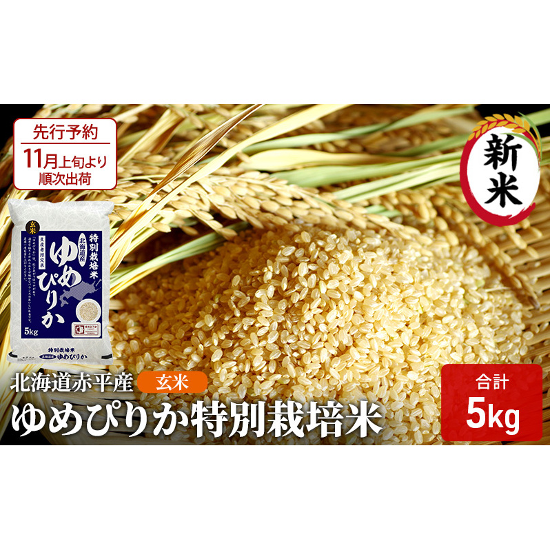 【先行予約2025年産米・11月上旬より順次出荷】玄米 北海道赤平産 ゆめぴりか 5kg 特別栽培米 米 北海道 お米 ふるさと納税 北海道赤平市17000米・パン玄米・雑穀米・もち米・餅