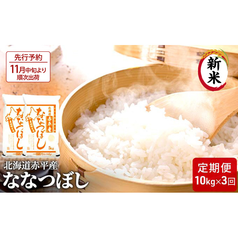 【先行予約2025年産米・11月中旬より順次出荷】北海道赤平産 ななつぼし 10kg (5kg×2袋) 【3回お届け】 精米 米 北海道 定期便 お米 北海道赤平市100000米・パン白米