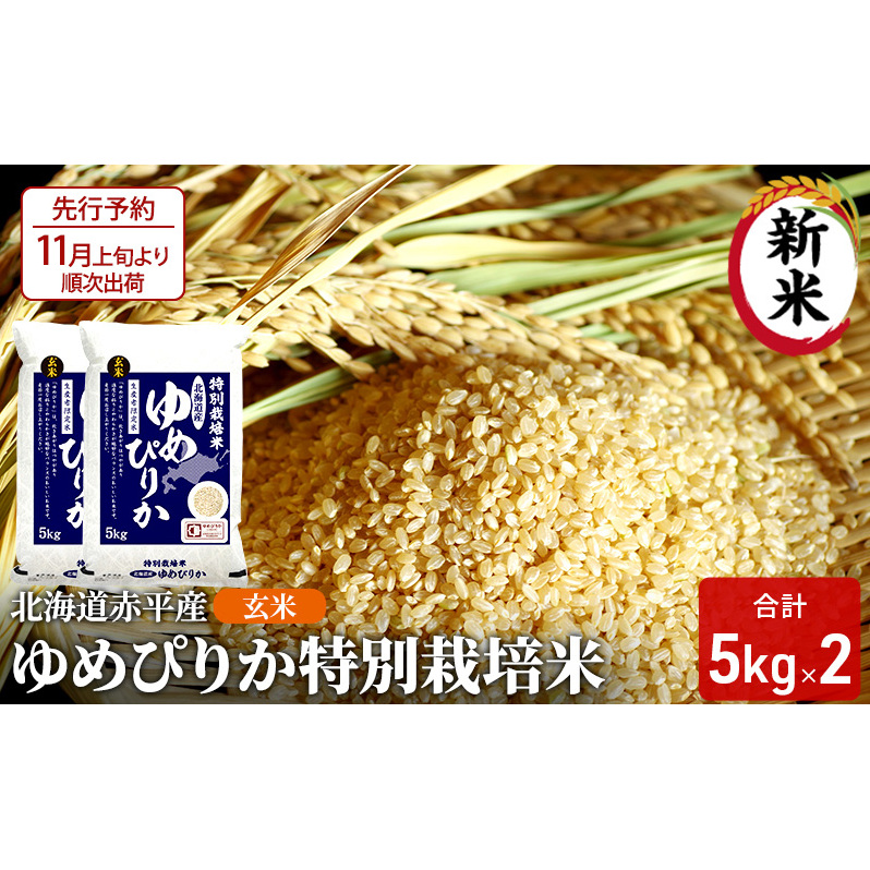 【先行予約2025年産米・11月上旬より順次出荷】玄米 北海道赤平産 ゆめぴりか 10kg (5kg×2袋) 特別栽培米 米 北海道 お米 ふるさと納税 北海道赤平市34000米・パン玄米・雑穀米・もち米・餅