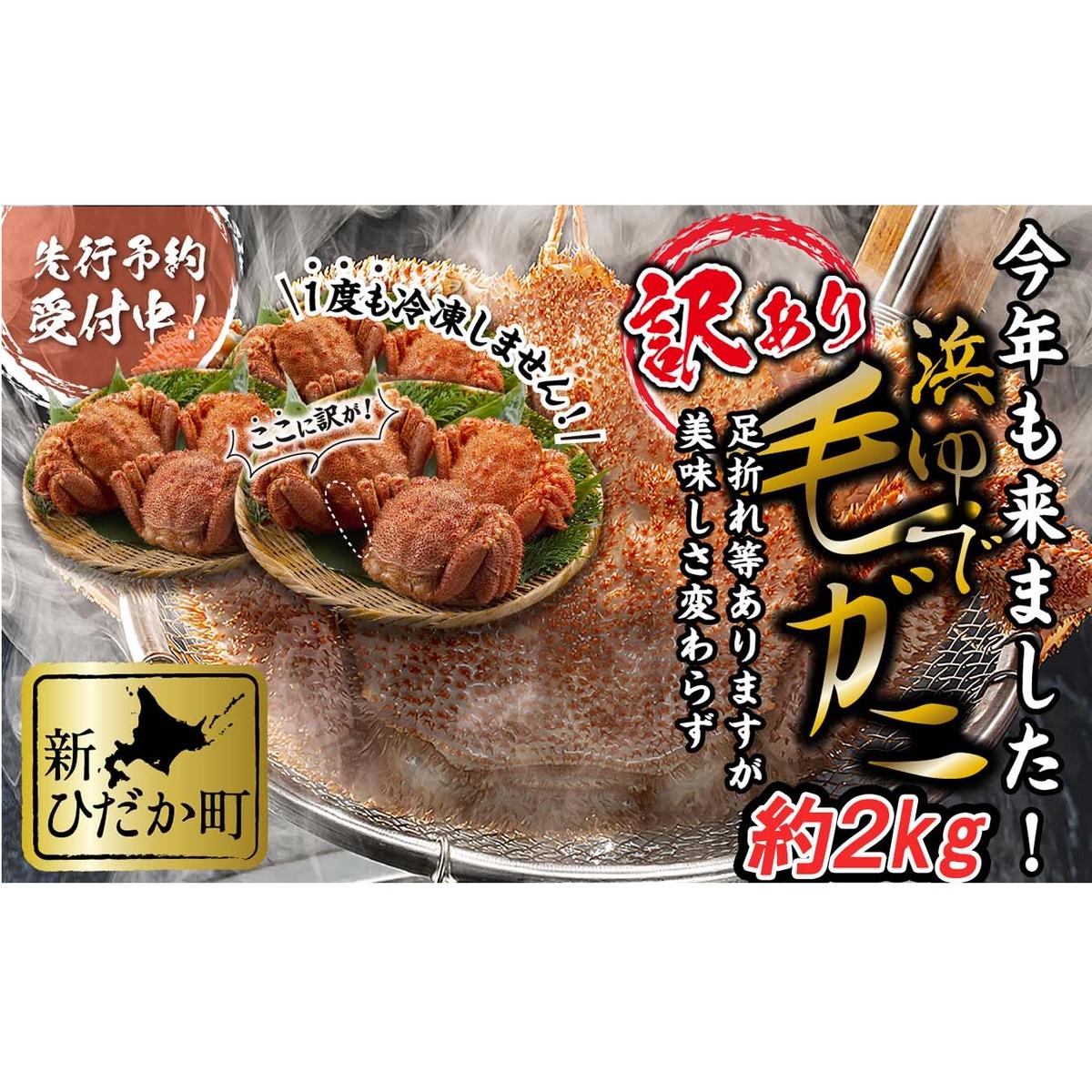 <2026年2月中旬から順次発送> 訳あり 北海道産 浜ゆで 毛ガニ 約 2kg <予約商品> 毛蟹 毛がに かに味噌 カニ味噌 新鮮 旬 ボイル 浜茹で 海鮮 海産物 わけあり 訳アリ 北海道新ひだか町58000
