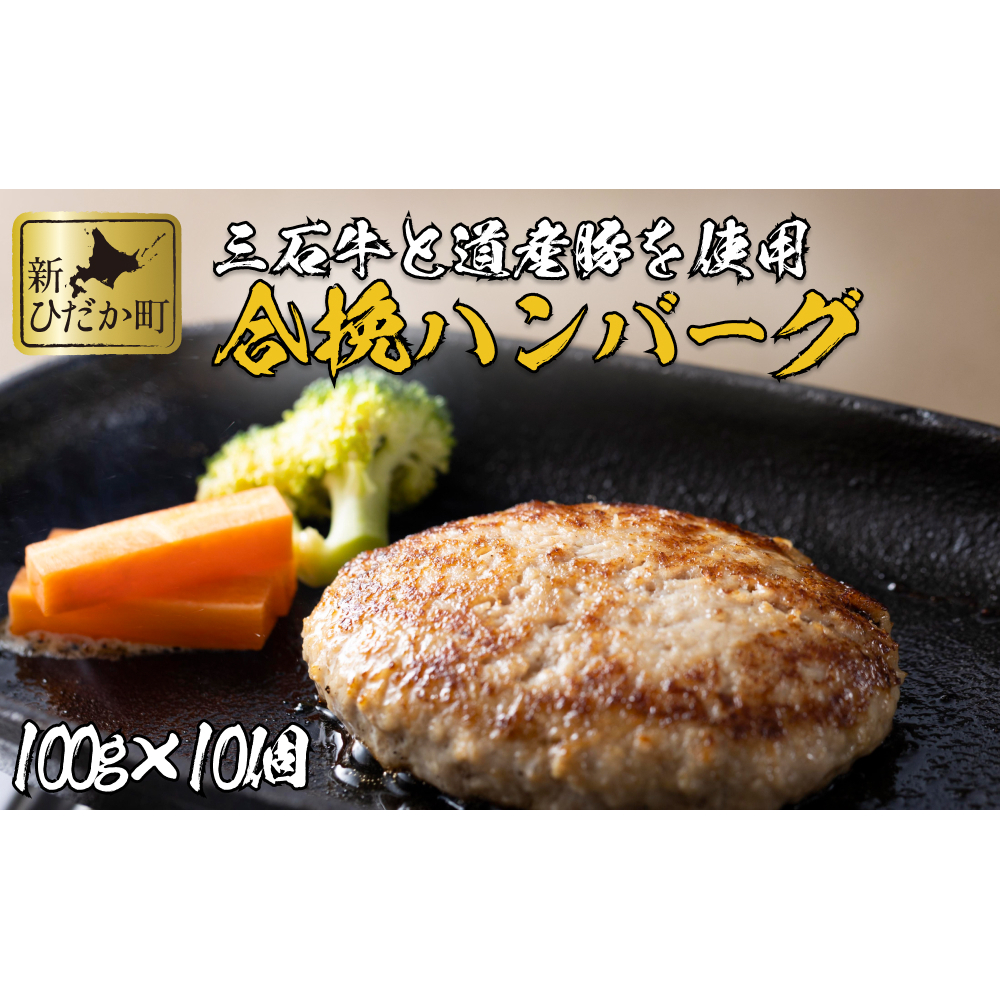 北海道産 黒毛和牛 みついし牛 と 道産豚 ハンバーグ 計 1kg ( 100g × 10個 )北海道新ひだか町12500肉加工肉(ハム・ソーセージ等)