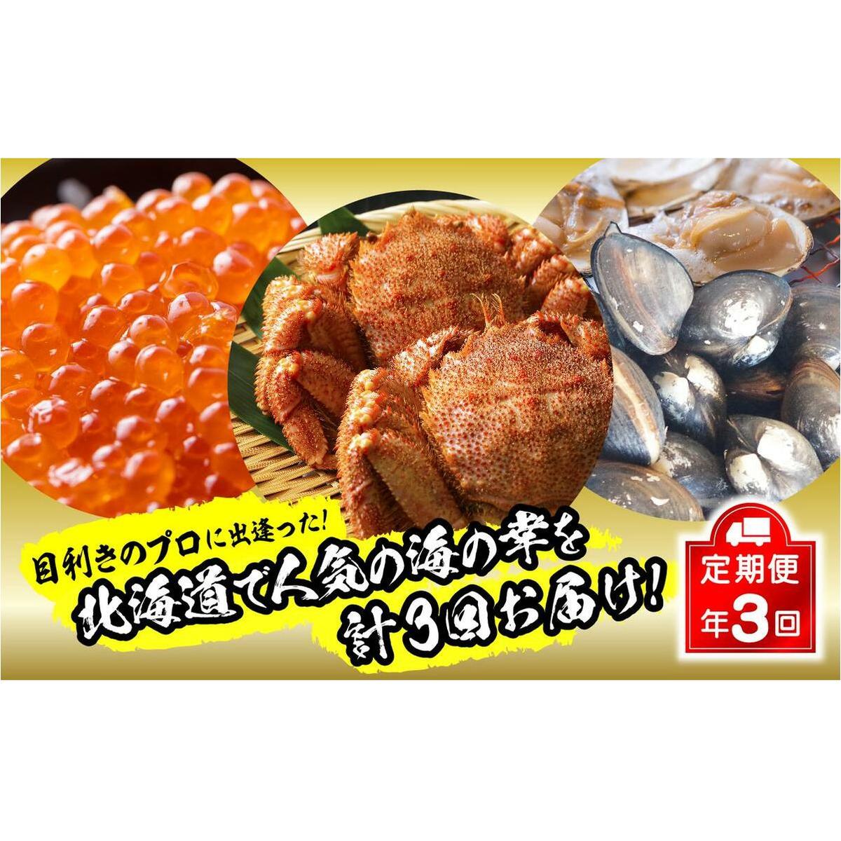 <12月から順次発送>【 定期便 3回 】 北海道産 海の幸 定期便 いくら 500g ( 250 g × 2 パック ) 毛がに 2尾 活きホッキ貝 20個 北海道 新ひだか町 < 予約受付 >北海道新ひだか町78500魚介・