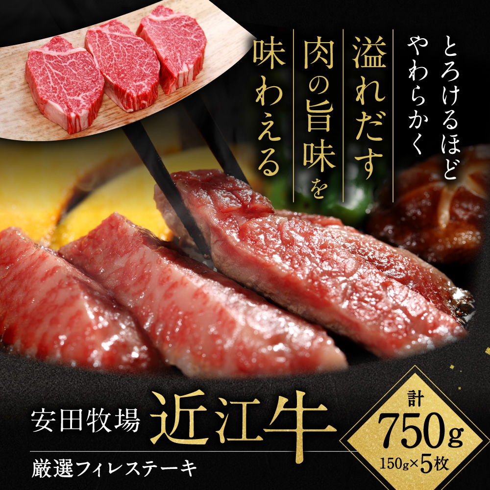 厳選フィレステーキ 150g×5 安田牧場 滋賀県 東近江市 AC-D01 近江牛 フィレ ステーキ 150g 5枚 安田牧場 ブランド牛 厳選 和牛 国産牛 高級肉 赤身 贈答品 お取り寄せ 滋賀県産 東近江市滋賀県東