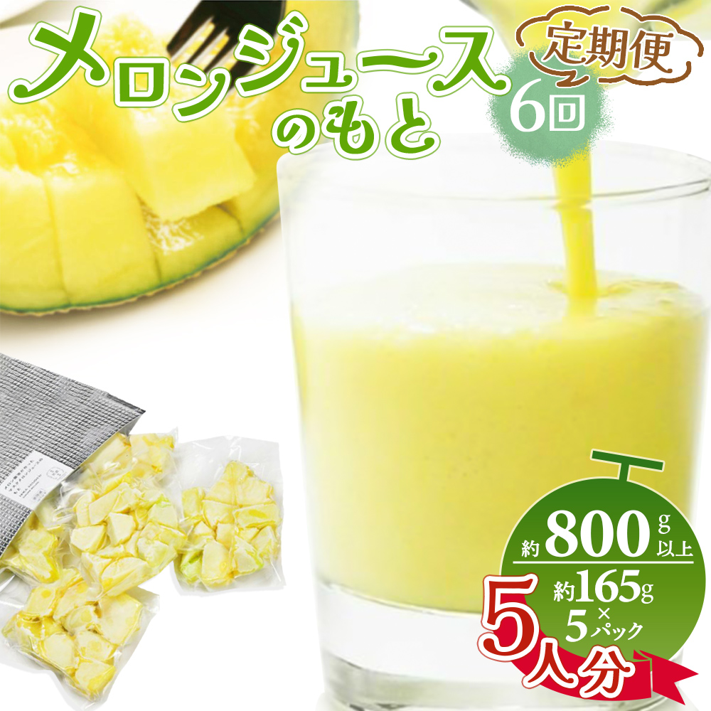 【6回定期便】メロンジュースのもと 約800g 約165g×5パック - 国産 マスクメロン 完熟 飲み物 飲料 甘い フルーツジュース ジュース スムージー アレンジ 果物 くだもの フルーツ めろん 篤農