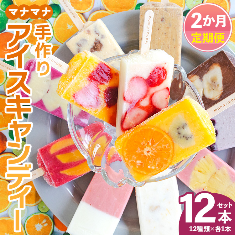 【2回定期便】手作りアイスキャンディー 12本セット - 氷菓 果物 フルーツ アイスキャンディー 冷たい つめたい 詰め合わせ お楽しみ 食べ比べ おやつ デザート スイーツ ギフト お礼 御