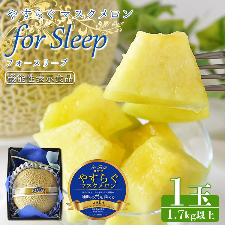 やすらぐマスクメロン for Sleep(フォー スリープ) 1玉(1.7kg以上)-  果物 フルーツ 旬 季節 GABA 青肉メロン 箱入り 贈り物 国産 特産品 高知県 香南市【常温】yt-0004高知県香南市25500果物・フ