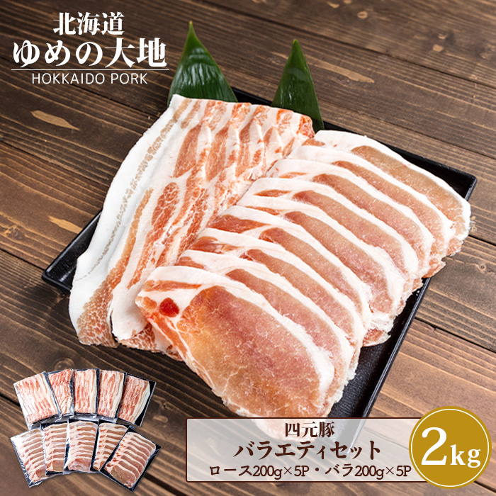 【北海道ブランド豚】「ゆめの大地」 バラエティセット(ロース200g×5P・バラ200g×5P)【27009】北海道羽幌町21000肉豚肉