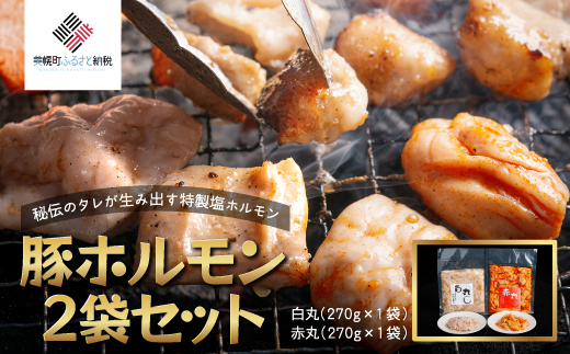 豚ホルモン2種セット(特製塩ホルモン白丸・赤丸 各270g×1袋)【配送不可地域:離島】 BHRG055北海道美幌町10000肉豚肉
