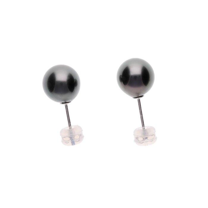 ブラックパール プラチナ スタッドピアス|無調色 黒蝶真珠 タヒチパール 南洋真珠 8.0mm PT900兵庫県神戸市120000衣類・装飾品・工芸品アクセサリー