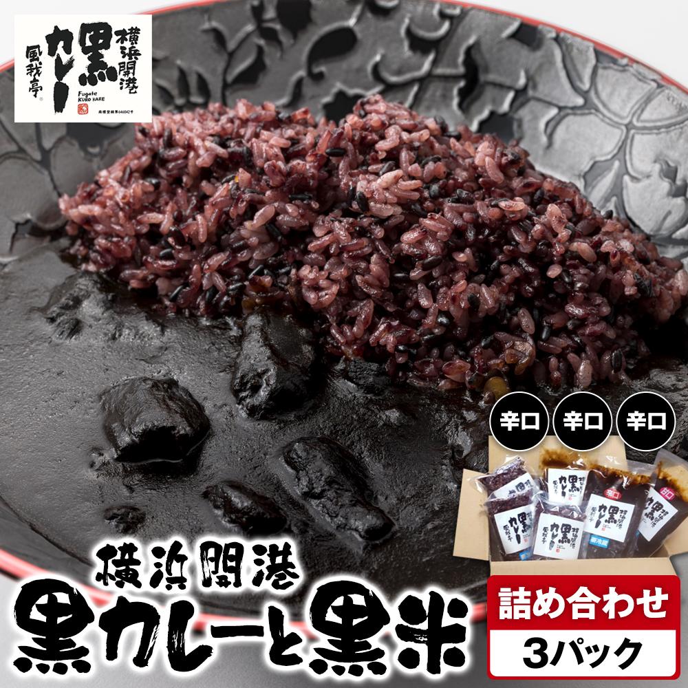 風我亭の横浜開港黒カレーと黒米の詰め合わせ 3パック【辛口3個】神奈川県横浜市14000鍋セット・総菜・加工食品総菜