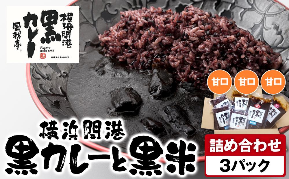 風我亭の横浜開港黒カレーと黒米の詰め合わせ 3パック【甘口3個】神奈川県横浜市14000鍋セット・総菜・加工食品総菜