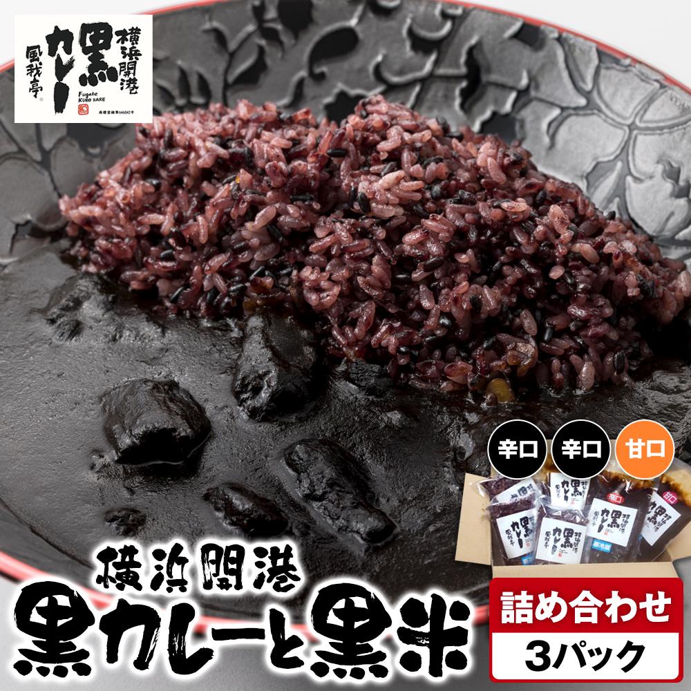 風我亭の横浜開港黒カレーと黒米の詰め合わせ 3パック【辛口2個、甘口1個】神奈川県横浜市14000鍋セット・総菜・加工食品総菜