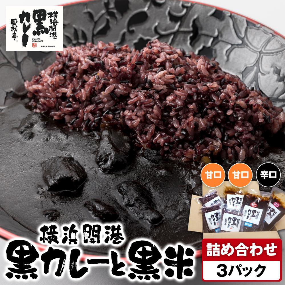 風我亭の横浜開港黒カレーと黒米の詰め合わせ 3パック【甘口2個、辛口1個】神奈川県横浜市14000鍋セット・総菜・加工食品総菜