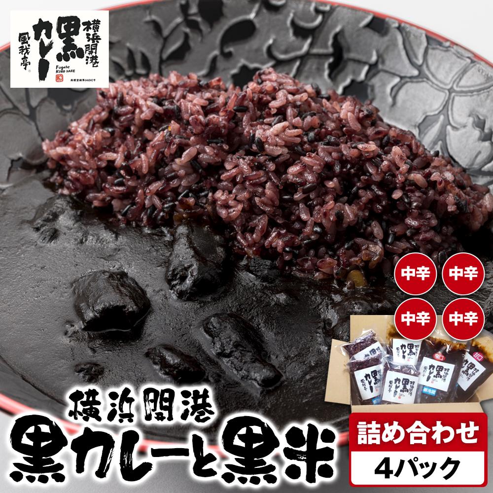 風我亭の横浜開港黒カレーと黒米の詰め合わせ 4パック【中辛4個】神奈川県横浜市17000鍋セット・総菜・加工食品総菜