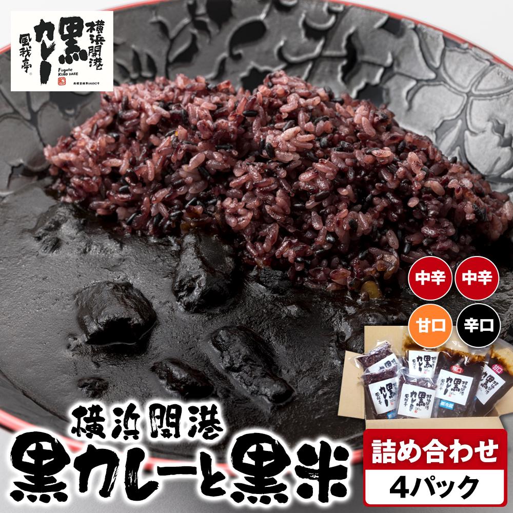 風我亭の横浜開港黒カレーと黒米の詰め合わせ 4パック【中辛2個、辛口1個、甘口1個】神奈川県横浜市17000鍋セット・総菜・加工食品総菜
