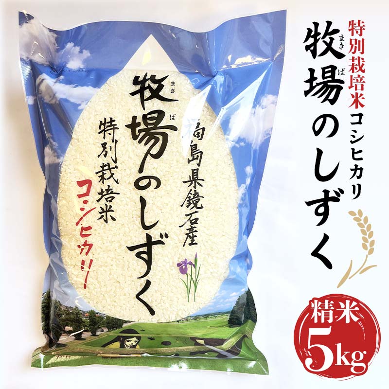 令和6年産 特別栽培米 コシヒカリ 5kg 『牧場のしずく』 こしひかり 精米 米 コメ こめ 福島県 鏡石町  F6Q-070福島県鏡石町12000米・パン白米