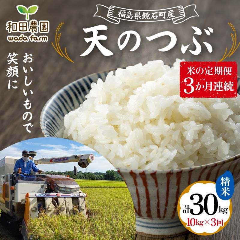 〈先行予約 2025年産米〉【米の定期便】福島県鏡石町産 和田農園「天のつぶ」精米 10kg 3か月連続 米 コメ こめ  F6Q-197福島県鏡石町72000米・パン白米