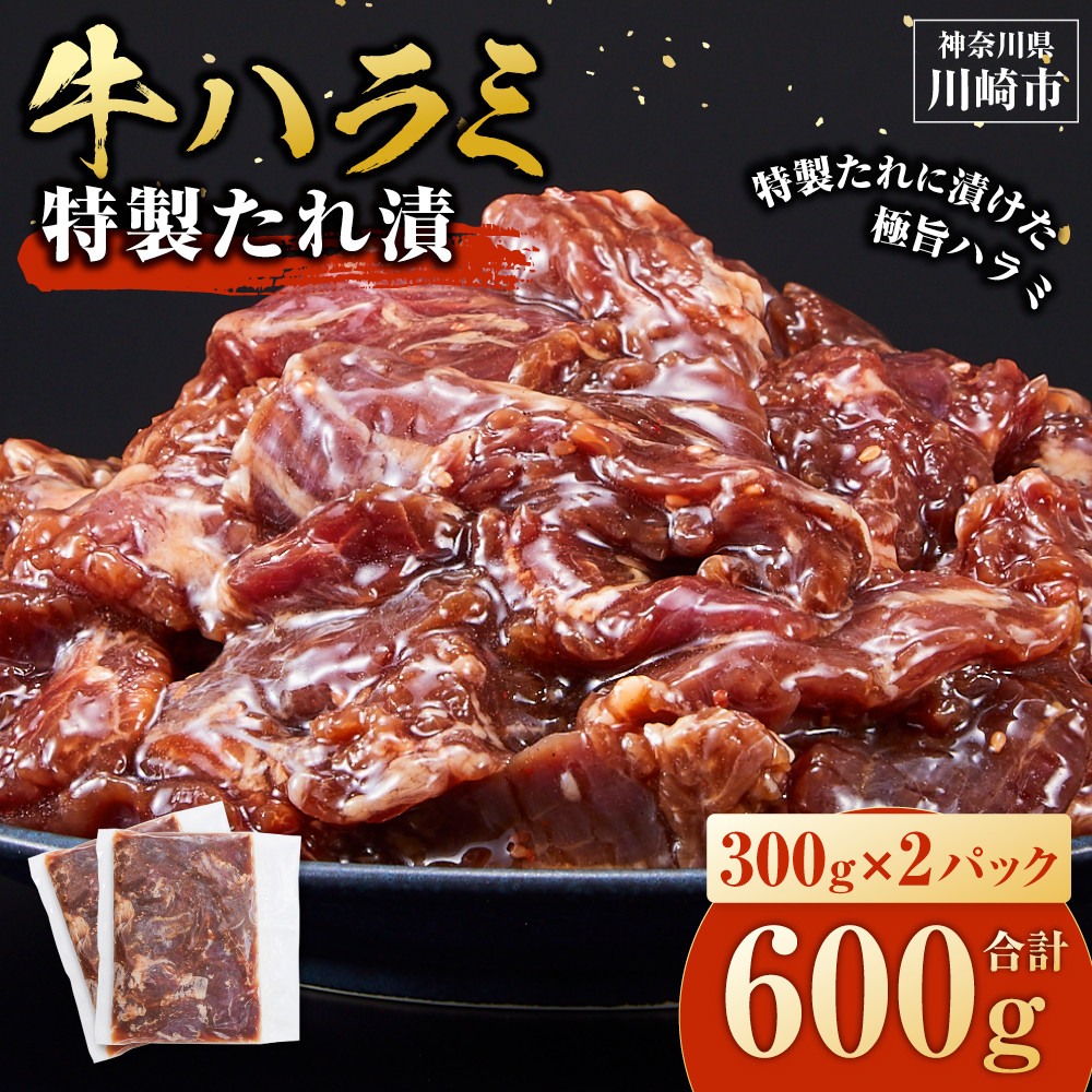 <訳あり>牛ハラミ 特製たれ漬 0.6kg【1月発送】神奈川県川崎市5000肉牛肉