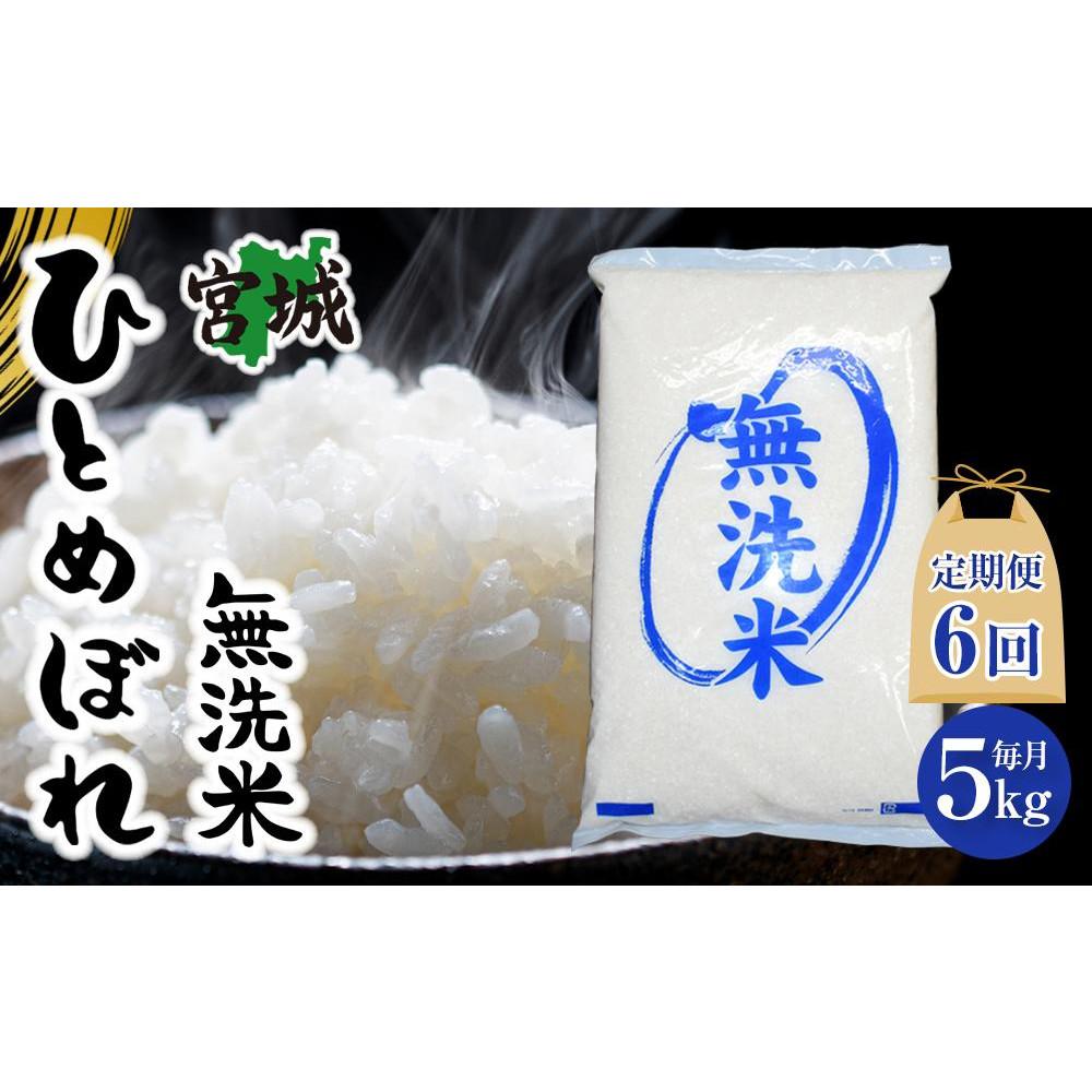 【6回定期便】宮城県産ひとめぼれ【無洗米】 5kg×1袋宮城県角田市90000米・パン無洗米