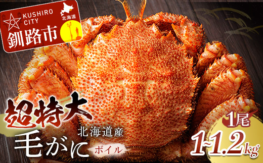 超特大級毛がに1.0kg〜1.2kg×1尾 ふるさと納税 蟹 _F4F-0690北海道釧路市48000魚介・海産物カニ