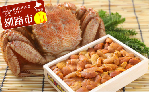 えぞバフンうに折150g×1 ボイル毛がに400g×1 ふるさと納税 うに かに _F4F-0843北海道釧路市48000魚介・海産物イカ・タコ・ウニ