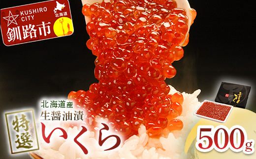 【 北海道産 】マルア阿部商店特選 生醤油漬 いくら ( 無添加 ) 500 g ふるさと納税 イクラ 魚卵 _F4F-7925北海道釧路市28000魚介・海産物いくら
