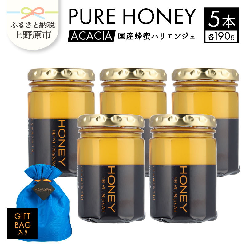 【ふるさと納税】上野原市産 はちみつ ハチミツ 蜂蜜 天然 950g 190g×5本 ラベルレス ハリエンジュ 贈答 プレゼント ギフト 贈り物  山梨県 上野原市山梨県上野原市27000鍋セット・総菜・加工