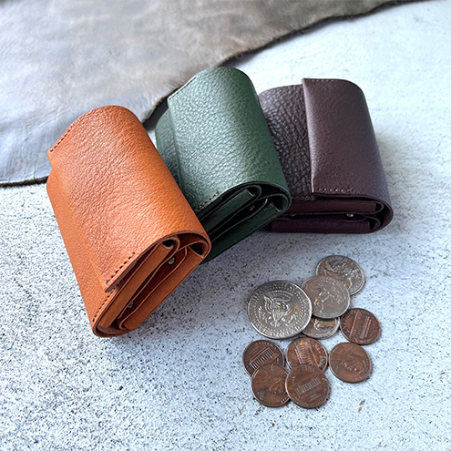 本革 三つ折りミニ財布 シボ入り栃木レザー ファッション小物 革小物 レザー小物 ウォレット コンパクト カード入れ 小銭入れ お札入れ 岐阜県美濃市30000衣類・装飾品・工芸品財布