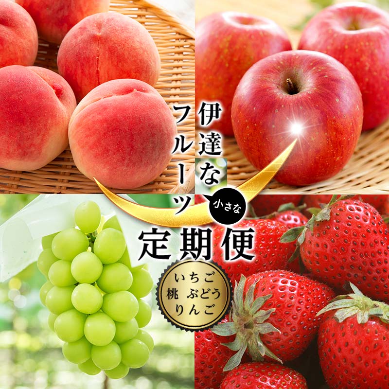 <2026年夏から開始の定期便>伊達な小さなフル−ツ定期便 (桃約2kg・ぶどう2〜3房・りんご約2kg・いちご約1kg) 果物 フルーツ 桃 モモ 苺 イチゴ 葡萄 ブドウ 林檎 リンゴ 福島県 伊達市 F21C-226