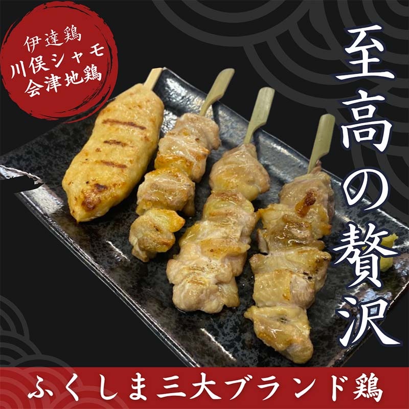 ふくしま三大ブランド鶏 焼き鳥贅沢食べ比べ(16本セット) おつまみ グルメ チキン BBQ キャンプ バーベキュー 高タンパク F21C-218福島県伊達市19000肉鶏肉