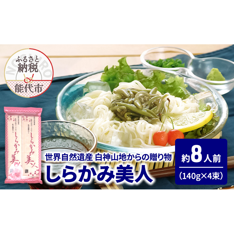 うどん しらかみ美人 140g(約2人前)×4束 麺 乾麺 鍋 冷たい 温かい ざるうどん 鍋の締め秋田県能代市8000麺うどん