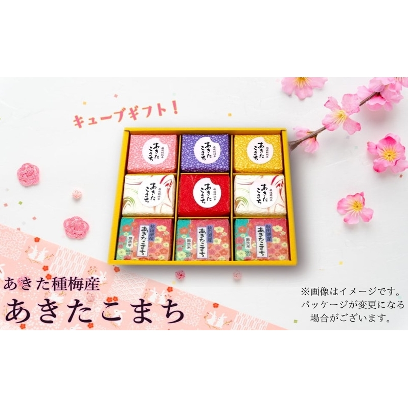 令和7年産 新米 白米 無洗米 セット あきたこまち 『300gキューブ』 ギフトセット 300g×9個(箱入り)秋田県産 お米秋田県能代市15500米・パン白米