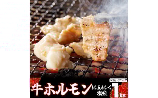 味付け牛ホルモン 秘伝のたれ漬け にんにく塩味 1kg(500g×2パック) 【1156】岩手県花巻市6000肉牛肉