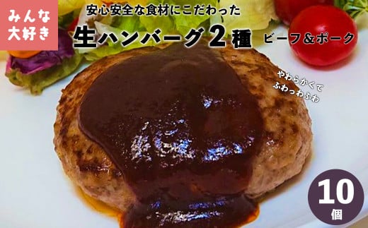 みんな大好き  ハンバーグ  10個セット (ビーフ・ポーク)【1223】岩手県花巻市16000肉牛肉