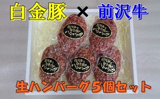 白金豚 × 前沢牛の生ハンバーグ 5個入 【346】岩手県花巻市12000肉牛肉