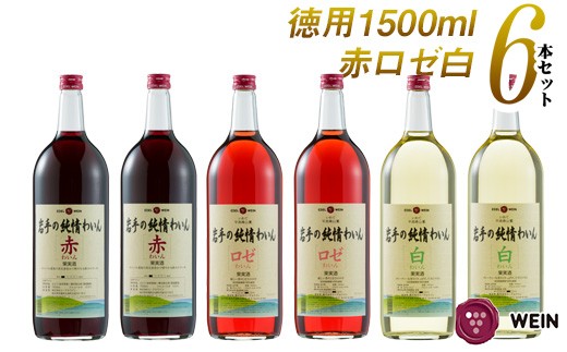 飲み比べ たっぷり飲めるマグナムサイズ 純情わいん赤・ロゼ・白 6本セット 【377】岩手県花巻市48000酒・アルコールワイン
