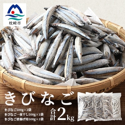 枕崎産 きびなご【合計2kg】冷凍 一夜干し 唐揚げ用 詰め合わせ A3-110【配送不可地域:離島】【1166367】鹿児島県枕崎市13000魚介・海産物その他 魚介・海産物