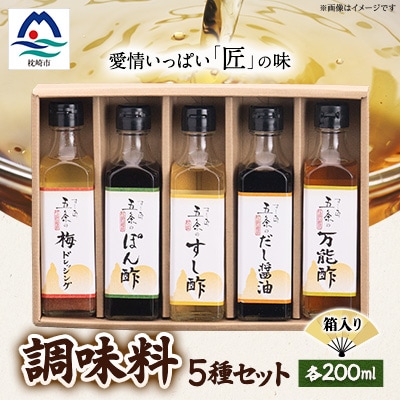 枕崎 調味料200ml×5本セット(ポン酢、すし酢、万能酢、だし醤油、梅ドレッシング) B0-2【配送不可地域:離島】【1518911】鹿児島県枕崎市20000調味料・油醤油