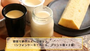 A-10 朝採り卵のスイーツセット(シフォンケーキ1ホール、プリン3種×2個)群馬県前橋市10000菓子・スイーツケーキ・カステラ