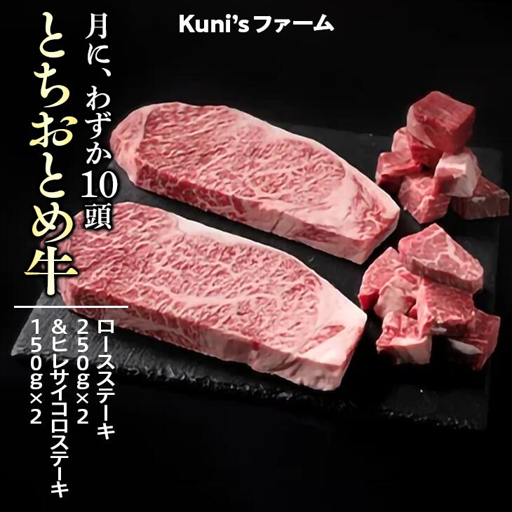 とちおとめ牛 ロースステーキ250g×2&ヒレサイコロステーキ150g×2セット栃木県上三川町31000肉牛肉