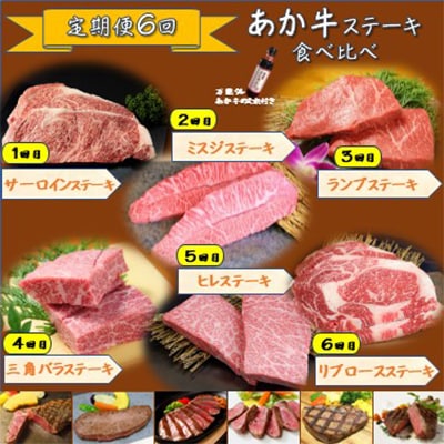 【毎月定期便】あか牛ステーキ食べ比べ(水上村)全6回【配送不可地域:離島】【4006187】熊本県水上村240000肉牛肉