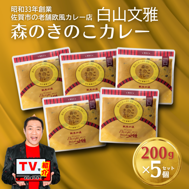白山文雅 森のきのこカレー5個セット:B195-002佐賀県佐賀市19500鍋セット・総菜・加工食品カレー・シチュー